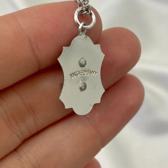 Vintage West Germany Signed Religious Praying Hands Pendant Necklace - Picture 4 of 4